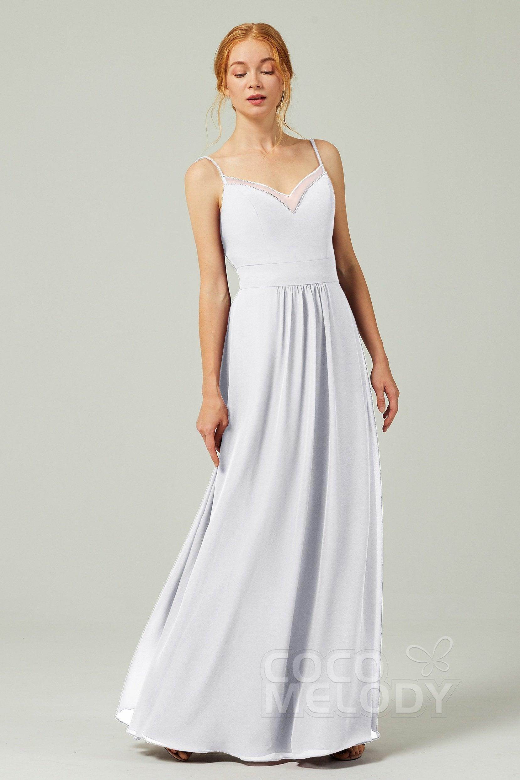 A-Line Floor Length Chiffon Bridesmaid Dress CB0293 - COCOMELODY